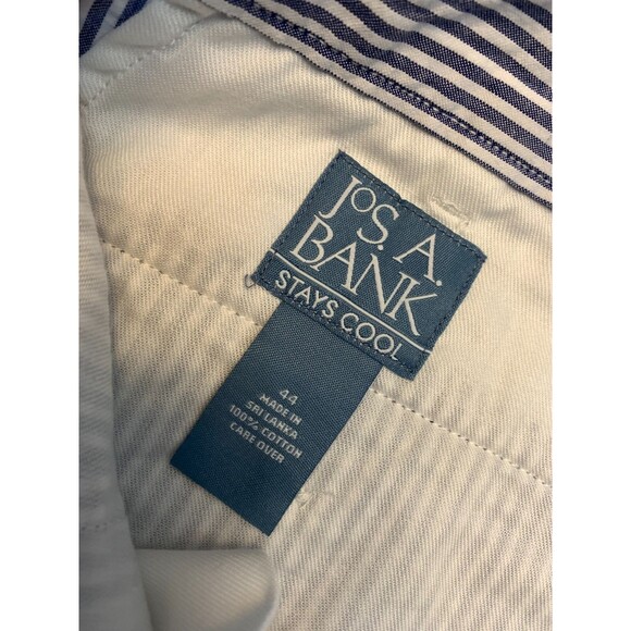 Jos A Bank Seersucker Shorts Mens 44 Stays Cool Relaxed Blue Striped Pleated - Picture 7 of 7